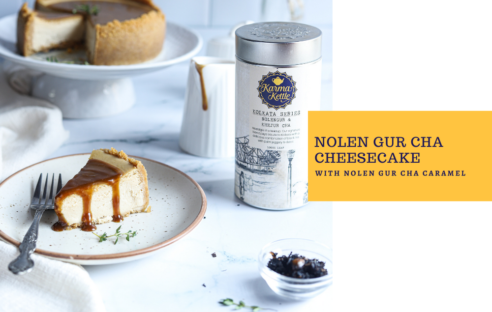 Nolen Gur Tea Cheesecake with Nolen Gur Caramel