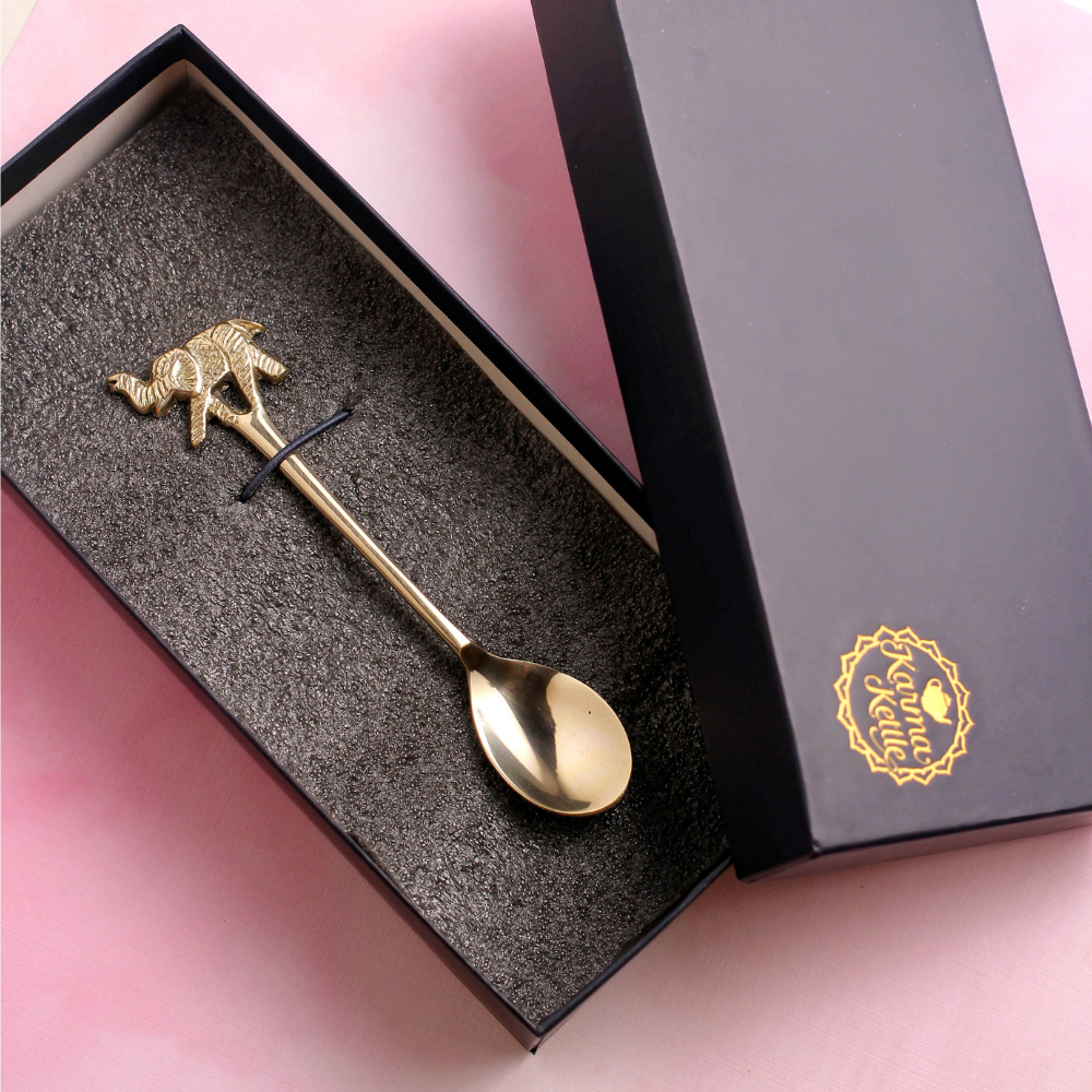 
                  
                    Load image into Gallery viewer, Brass Tea Spoon - Elephant End
                  
                